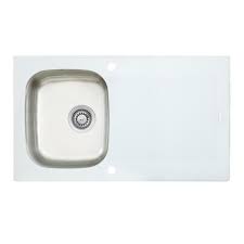 Evier Inox Lisse Et Verre Blanc Kumbad Pearl 1 Bac 1 Egouttoir Achat Vente Evier De Cuisine Evier Inox Lisse Et Verre B Cdiscount