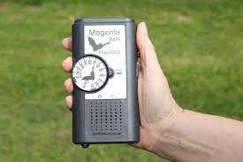 A bat detector is a device used to detect the presence of bats by converting their echolocation ultrasound signals, as they are emitted by the bats, to audible frequencies, usually about 120 hz to 15 khz. Magenta Bat 4 Detector
