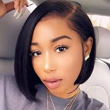 Order human hair wig at howigs. 10a Preplucked Short Bob Lace Front Wigs Human Hair Straight Full Lace Side Part Bob Short Black Pixie Wig For Black Women With Baby Hair Bleached Knots Natural Black 10inch Full Lace