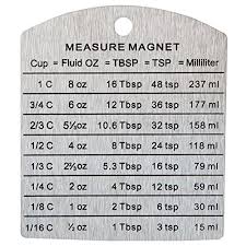 Trenton Gifts Measurement Conversion Chart Refrigerator Magnet Stainless Steel Conversions For Cups Fluid Oz Tablespoons Teaspoons And