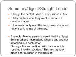 Does it have too many proper nouns or too much data? Types Of Leads In News Writing