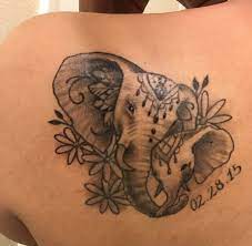 Mama And Baby Elephant Tattoo With My Daughter S Birthday I Had The Artist Add Headdresses For Both Elephants A Baby Tattoos Mom Tattoos Tattoos For Daughters