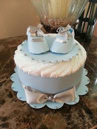 One Tier Blue Diaper Cake For Baby Boy Baby Ot Thecarriageshoppe Boy Baby Shower Centerpieces Baby Diaper Cake Baby Shower Cakes