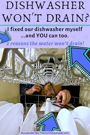 If water remains in your dishwasher after the cycle ends, check the kitchen sink drain to make sure it's not clogged. I Fixed Our Dishwasher Water Not Draining Here S How I Did It Dishwasher Wont Drain Unclog Dishwasher Dishwasher Repair