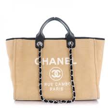 Authentic Black And White Chanel Bag Chanel Canvas Large Deauville Tote Beige Black Chanel Tote Bag Chanel Chanel Canvas