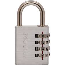 While pushing in button located on the bottom of the lock, turn the dials to any combination you choose. 643dwd Combination Padlock Master Lock
