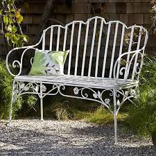 Ivy Scroll Antique White Iron Outdoor Bench 6h211 Lamps Plus Outdoor Furniture Outdoor Living Furniture Iron Patio Furniture