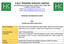 Maybe you would like to learn more about one of these? Health Safety Awareness Course H K Training Services