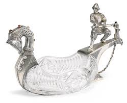 Antique appraisal lighter shot glass antiques tableware free antiquities antique dinnerware. A Jewelled Silver And Glass Kovsh Khlebnikov Moscow 1908 1917 Modelled As An Old Russian Galley The Cast Helmsman In Kievan R Russian Silver Faberge Silver