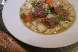 Beef Vegetable Soup Kreatosoupa Me Laxanika Foodzesty Recipe In 2021 Beef Vegetable Soup Stuffed Peppers