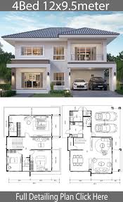 House Design Plan 12x9 5m With 4 Bedrooms Home Design With Plansearch Homedesign Ev Zemin Planlari Ev Dis Tasarimi Amerikan Evleri