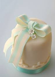 Blue Candy Stripe Bow Cakelet Mini Cakes Cupcake Cakes Cake