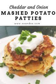 Mashed Potato Patties With Cheese And Onion Potato Patties Mashed Potato Patties Side Salad Recipes