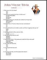 Apr 22, 2021 · random trivia questions and answers are really fun, amusement and full of learning materials from all walks of life. This Movie Trivia John Wayne Game Covers Many Years Movie Facts John Wayne Trivia