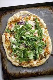 Goat Cheese Pizza With Mushrooms And Healthy White Sauce Recipe Goat Cheese Pizza Goat Cheese Arugula Pizza