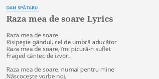Dani si anca produced by: Raza Mea De Soare Lyrics By Dan SpÄƒtaru Raza Mea De Soare