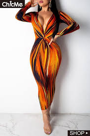 Plunge Twist Front Abstract Printed Dress Abstract Print Dress Fashion Print Dress