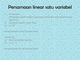Sistem persamaan linear tiga variabel. Ppt Persamaan Linear Satu Variabel Powerpoint Presentation Free Download Id 6505562