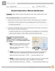 Our behavior in answering problems affects our daily performance as well as in the field of. Gizmomineralidentification Pdf Paulina Peralta Name Date Student Exploration Mineral Identification Vocabulary Crystal Density Hardness Homogeneous Course Hero