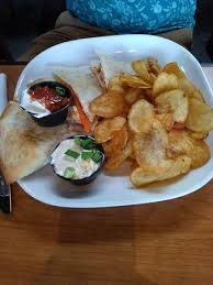 Cactus cuts & dip (full order). Chicken Quesadilla With Cactus Cut Chips Picture Of Boston Pizza Edmonton Tripadvisor