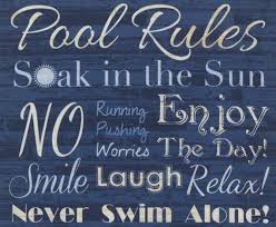 Panel Maritim Pool Regeln Schwimmen Pool Baumwolle Baumwollstoff Patchworkstoff Stoff Pool Rules Pool Swimming