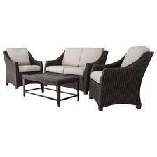 Threshold Belvedere 4 Piece Wicker Patio Conversation Furniture Set Tan Patio Furniture Collection Patio Furniture Deals Patio Furniture Sets