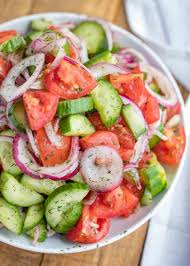 Whisk together olive oil, vinegars, salt and black pepper. Cucumber Tomato Salad Perfect Summer Salad Dinner Then Dessert