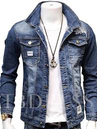 Slim Lapel Thin Worn Plain Men S Denim Jacket Denim Jacket Men Mens Outfits Mens Jackets Casual