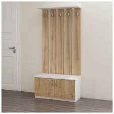 Homemania Mobile Da Ingresso Deniz Appendiabiti Con Ante Ganci Ripiani Bianco Rovere In Legno 85 X 37 X 181 8 Cm Eprice