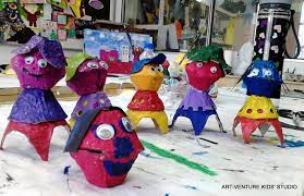 Bahan dari gabungan bahan baru dan kitar bakul telur / cenderahati untuk majlis perkahwinan. Kraftangan Dari Bekas Telur Art Venture Kids Studio