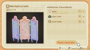 Pascal S Mermaid Set Furniture Diy Crafting Recipes Clothing Items For Animal Crossing New Horizons In 2021 Crafting Recipes Animal Crossing Mermaid Bedding