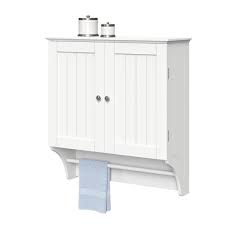 Beadboard Wall Cabinet With Towel Bar White Riverridge Bead Board Walls Hanging Storage Linen Cabinet
