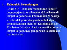 Perundangan ini diperbuat kerana memandangkan akta kilang dan jentera 1967 hanya meliputi keselamatan dan kesihatan pekerjaan sektor perkilangan, perlombongan dan pengkuarian dan pembinaan yang mana. Ppt 3 6 Akta Keselamatan Dan Kesihatan Pekerjaan 1994 Osha Powerpoint Presentation Id 5123354