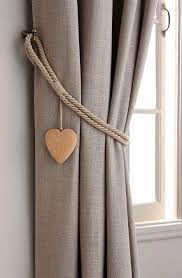 Next Set Of 2 Wooden Heart Tie Backs Natural Curtain Tie Backs Diy Curtain Tie Backs Home Curtains