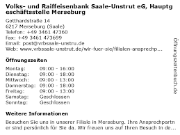 Darüber hinaus bietet es viele. á… Offnungszeiten Volks Und Raiffeisenbank Saale Unstrut Eg Hauptgeschaftsstelle Merseburg Gotthardstrasse 14 In Merseburg Saale