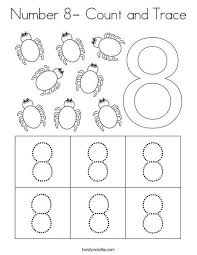 Number 8 Count And Trace Coloring Page Twisty Noodle Numbers Preschool Kids Worksheets Preschool Numbers Kindergarten