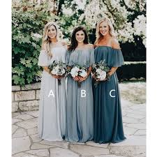 A Line Floor Length Chiffon Off Shoulder Cheap Simple Long Bridesmaid Dress Bd0498 In 2020 Cheap Bridesmaid Dresses Mismatched Bridesmaid Dresses Long Bridesmaid Dresses