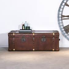 Naturally unique cypress tree trunk handmade coffee table Vintage Leather Trunk Coffee Table La Maison Chic Luxury Interiors