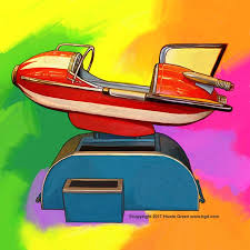 Retro Rocket Kiddie Coin Operated Ride Pop Art Painting Pop Art Painting Retro Rocket Pop Art