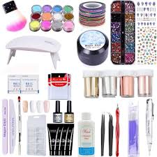 Poly Nail Gel Nail Builder Set Gel Extension Nail Kit Nail Enhancement Builder All In 1 Poly Nail Gel Kit With Uv Lamp Poly Gel Rhinestone Gel Matte Nail Foil Top Coat