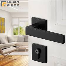 Door handle pack pol chrome internal lever door set bathroom bedroom latch lock. Modern Minimalist Form Black Square Aluminum Alloy Door Handle Interior Bedroom Split Door Lock Silent Lock Body Door Hardware Handlesets Aliexpress