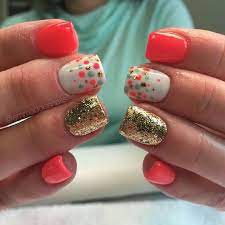 Nails Naranja Puntos Manicura De Unas Unas De Lunares Disenos Artisticos En Unas