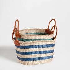 Contrasting Blue Basket Laundry Baskets Bathroom Zara Home United States Zara Home Zara Home Collection Blue Baskets
