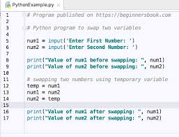 Python Program To Swap Two Numbers