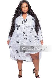 Newspaper print dress plus size. Final Sale Plus Size Oversized Uneven Hem Shirt Dress In Newspaper Print Shopperboard