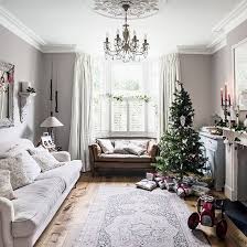 Soft Greys And Whites Create The Perfect Backdrop For An Impressive Collection Christmas Decorations Living Room Christmas Living Rooms Grey Walls Living Room
