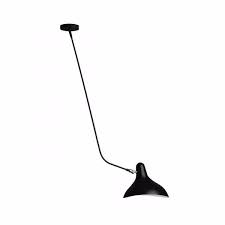 The small mantis bs2 mini wall lamp by dcw with a charming vintage touch, of black metal, with adjustable arm and elegant shade for focussed light. Mantis Bs2 Bl Wall Lamp Open Room
