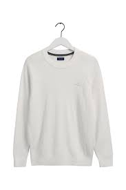 Gant ανδρικό πουλόβερ με ribbed πλέξη “Texture Crew” – 8030109 – Λευκό