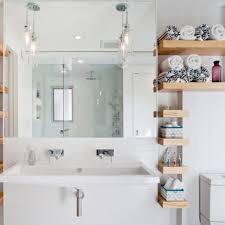 If you don't have quite enough space to handle shelves that jut out of the wall, consider recessed shelving, as in this modern bathroom by sage design. 15 Bathroom Shelf Ideas For A More Organized Home