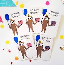 Faultier Geburtstagskarte Happy Birthday Party Animal Lovelysloth Com
